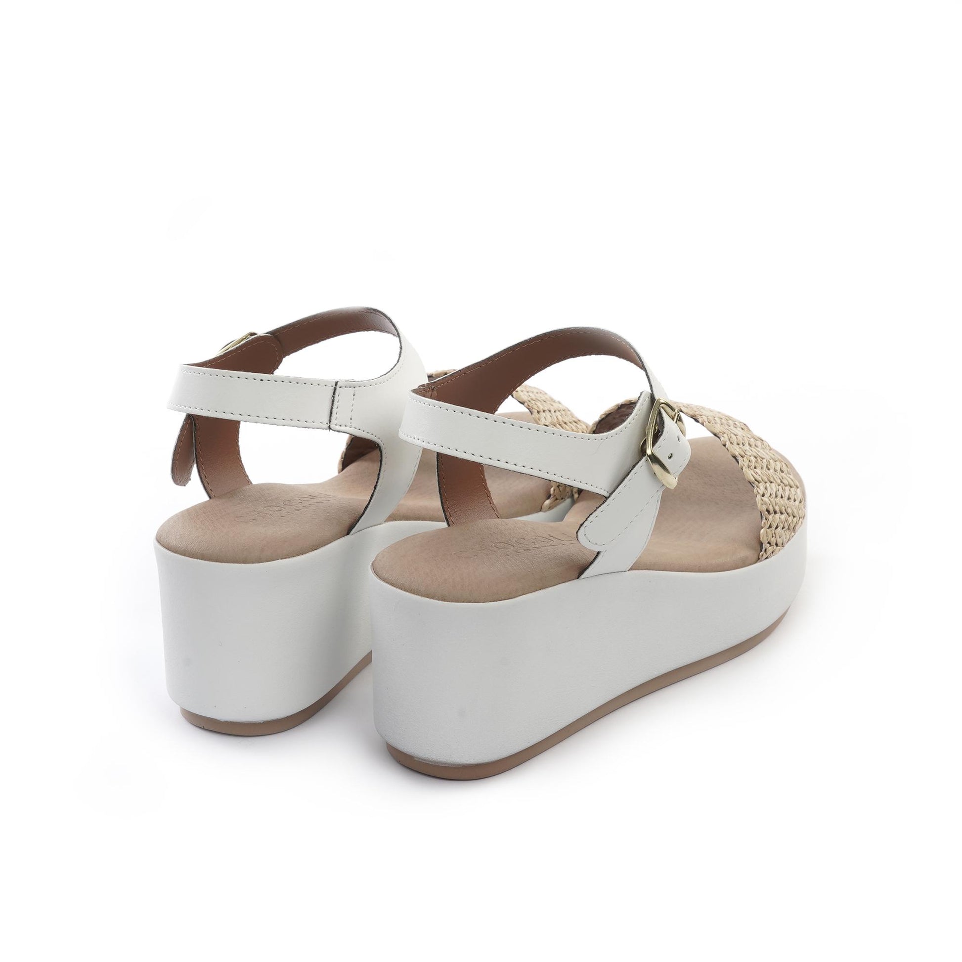 SANDALO ZEPPA FASCIA INTRECCIATA BIANCO<BR/><BR/> 