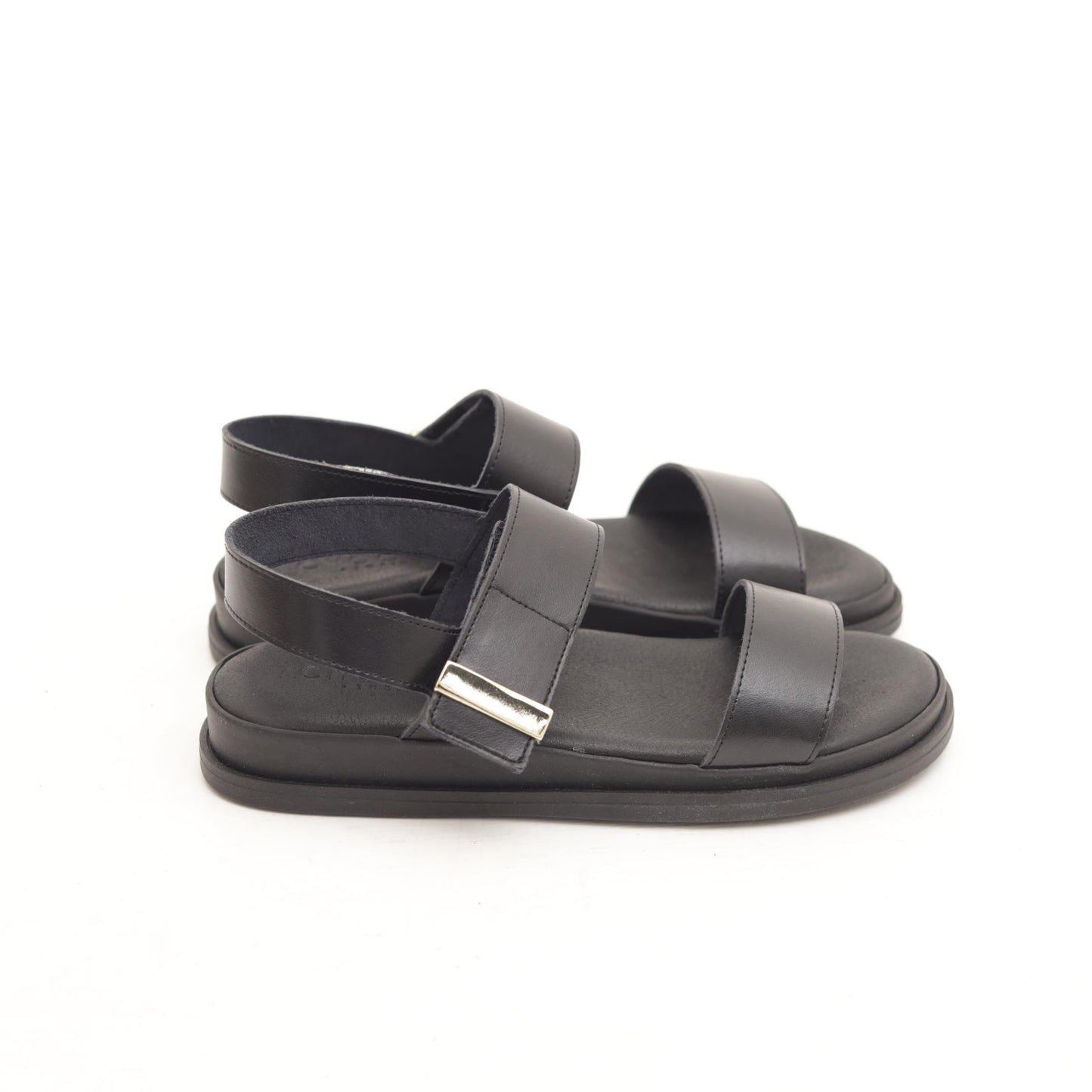 SANDALO VELCRO VERA PELLE NERO 