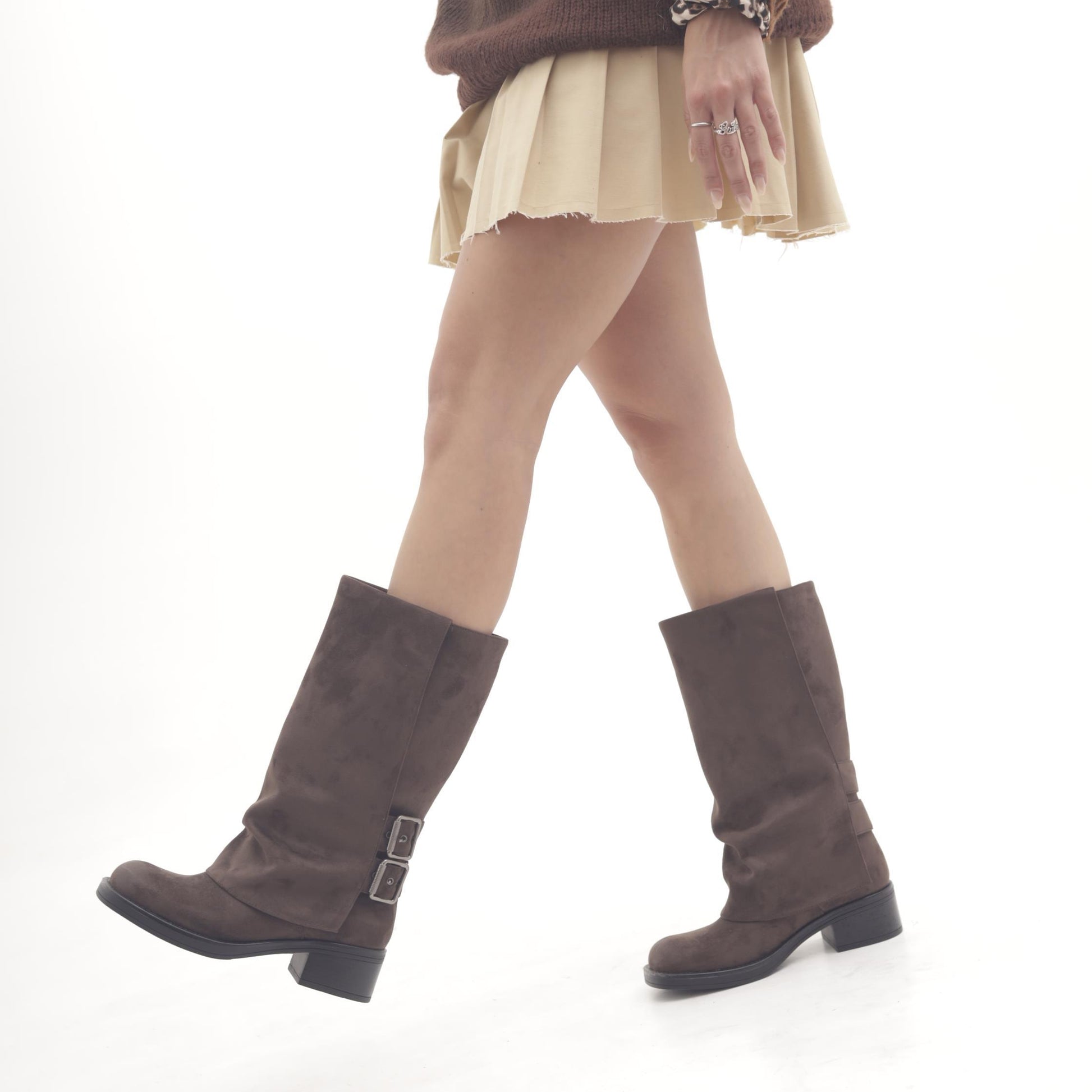 BIKER RISVOLTATO DOPPIA FIBBIA TESTA DI MORO MP2707-1MFTM CHOCOLA