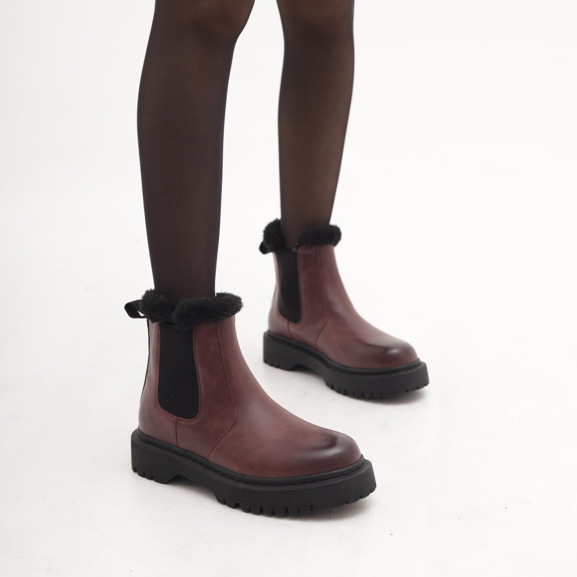 STIVALETTO CHELSEA BASSO FUR BORDEAUX 