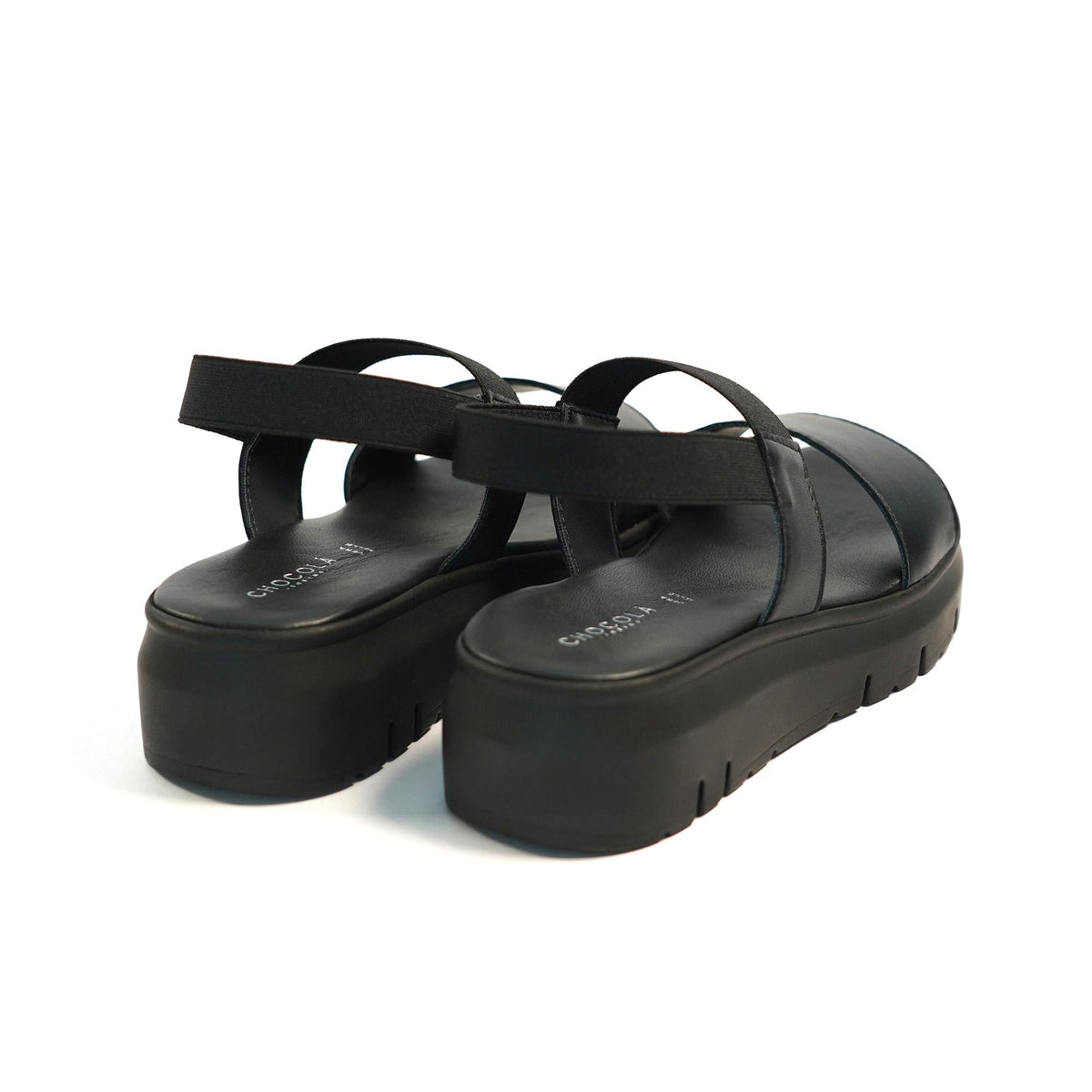 SANDALO DOPPIA FASCIA VERA PELLE NERO<BR/> 