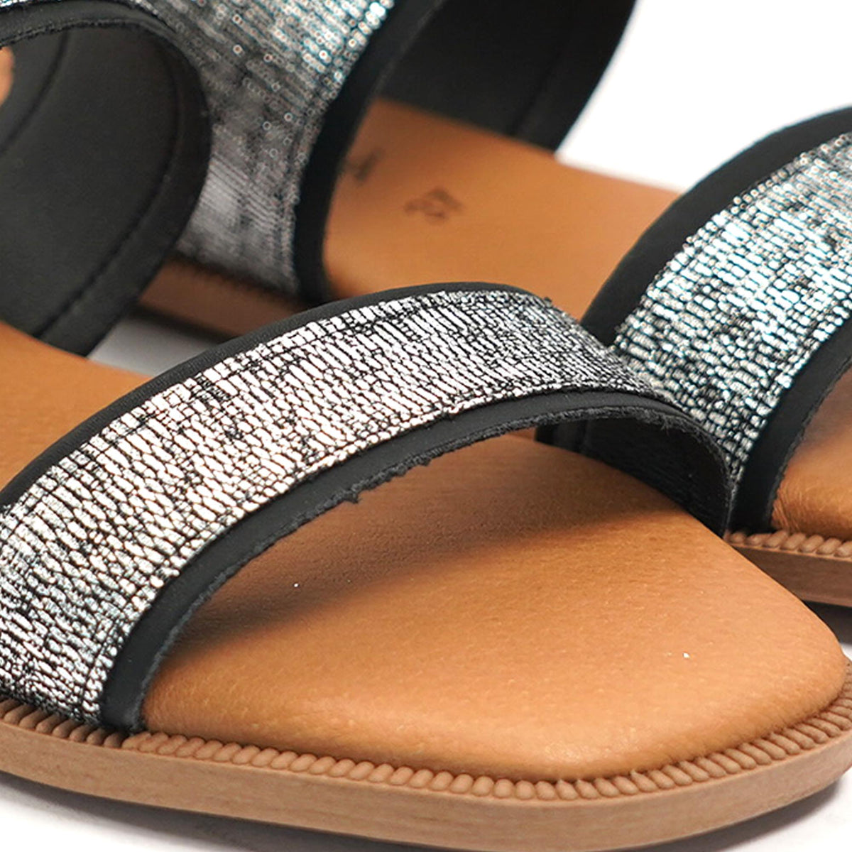 SANDALO FLAT DOPPIA FASCIA ARGENTO 