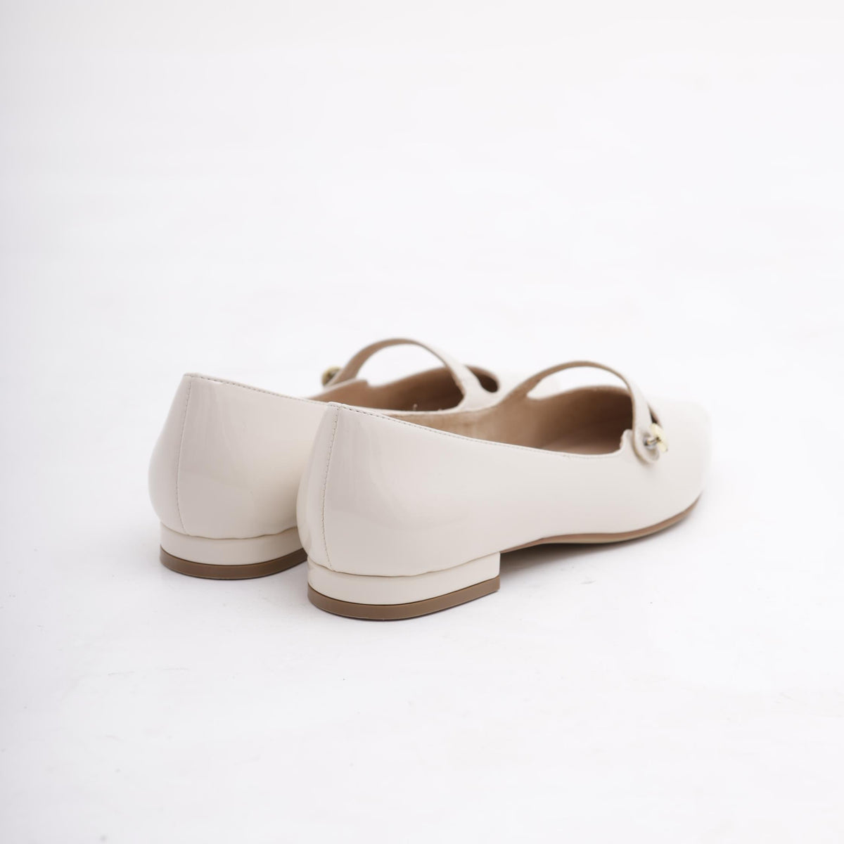 DECOLLETE' FLAT CINTURINO PANNA 