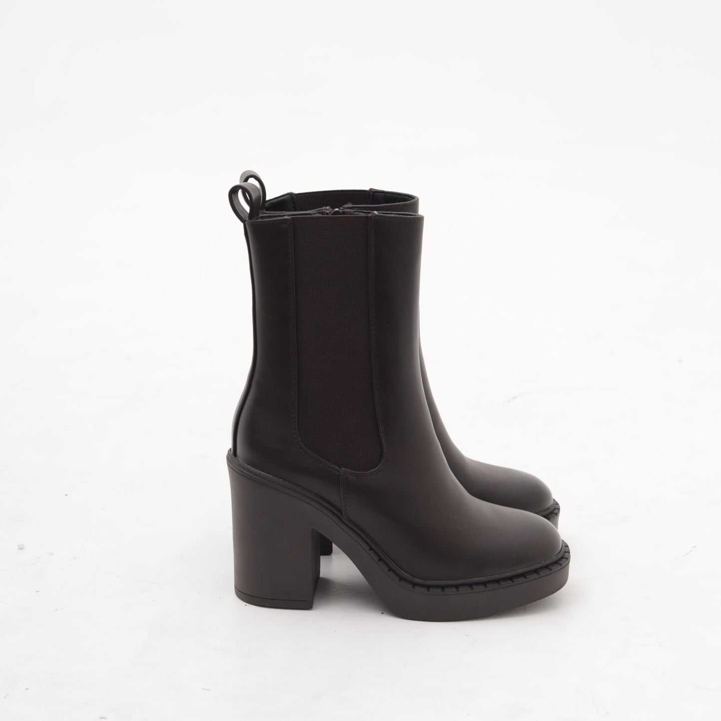 STIVALETTO ELASTICO ZIP TACCO TESTA DI MORO 