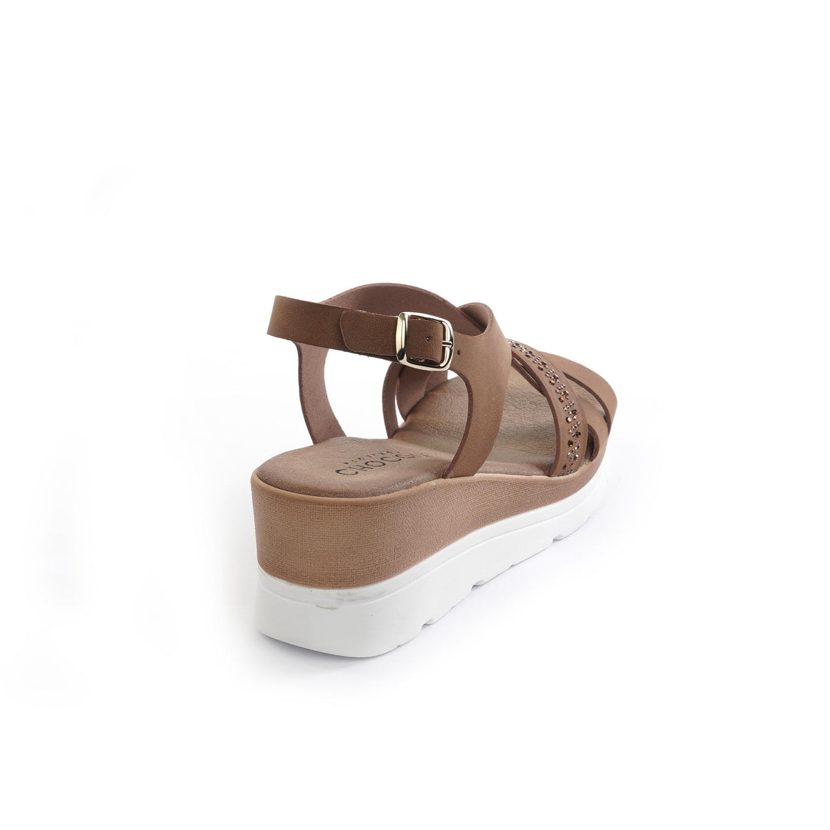 SANDALO ZEPPA INCROCIATO STRASS CUOIO<BR/> 