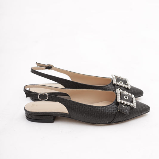 SLINGBACK CANVAS CON FIBBIA NERO 