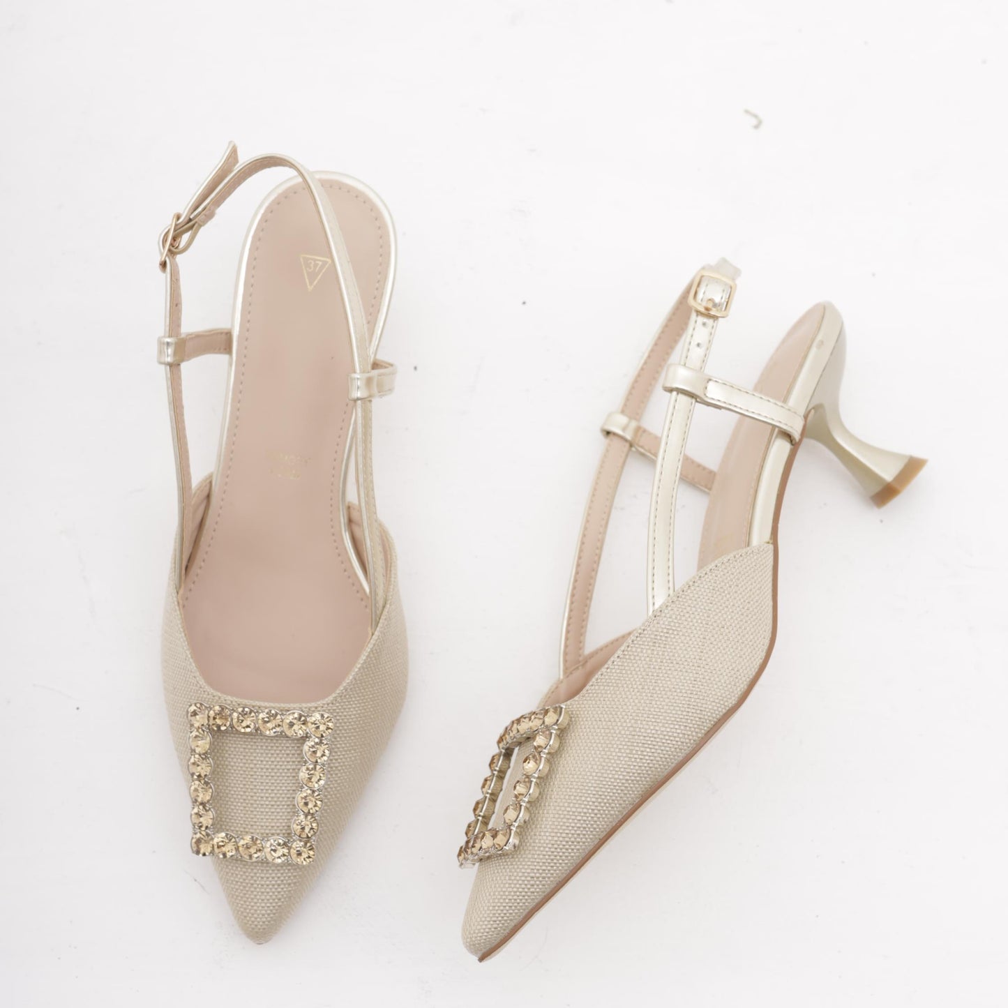 SLINGBACK CANVAS BASSA PLATINO 