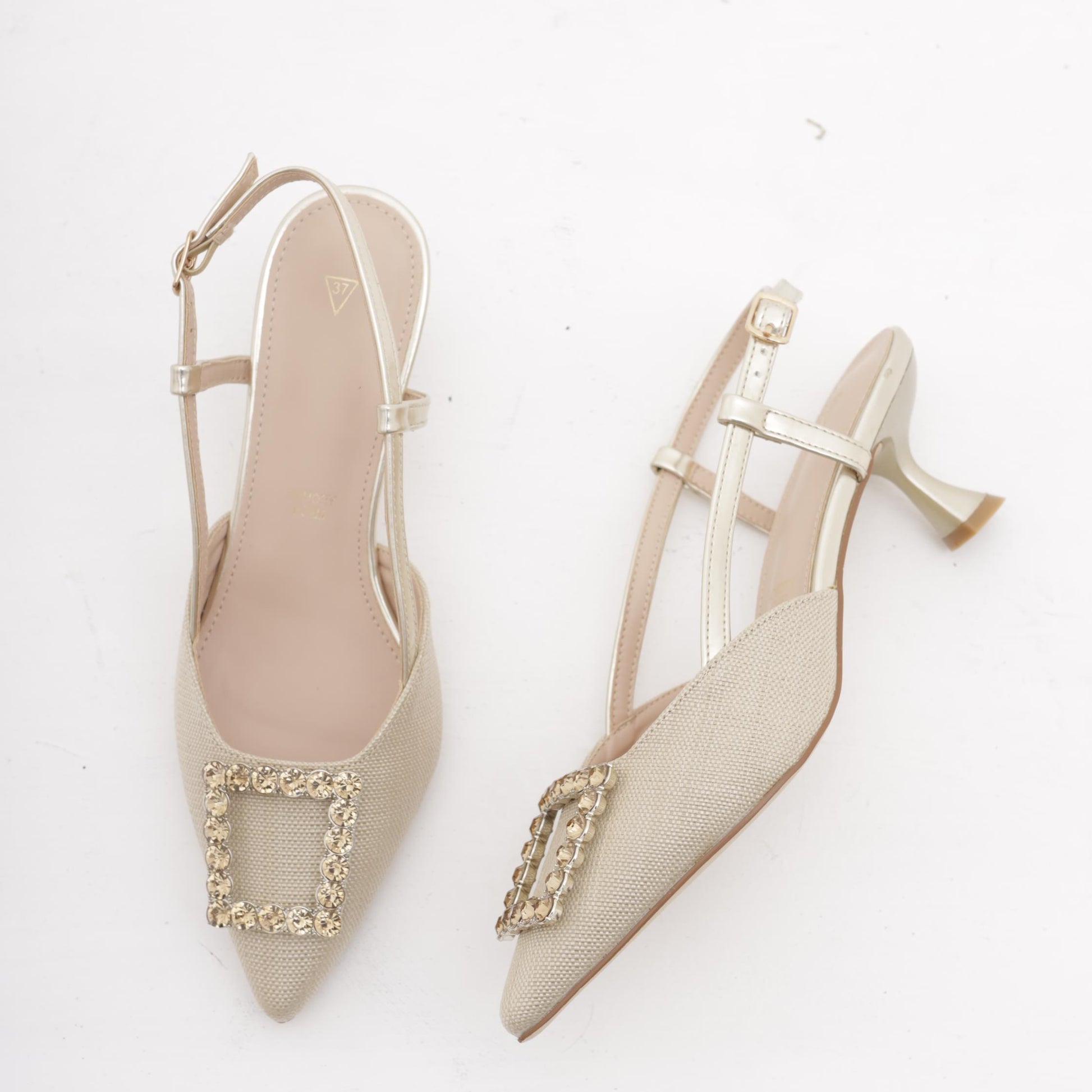 SLINGBACK CANVAS BASSA PLATINO 