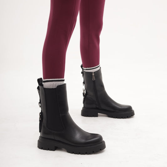 STIVALETTO ELASTICO E ZIP NERO<BR/> 