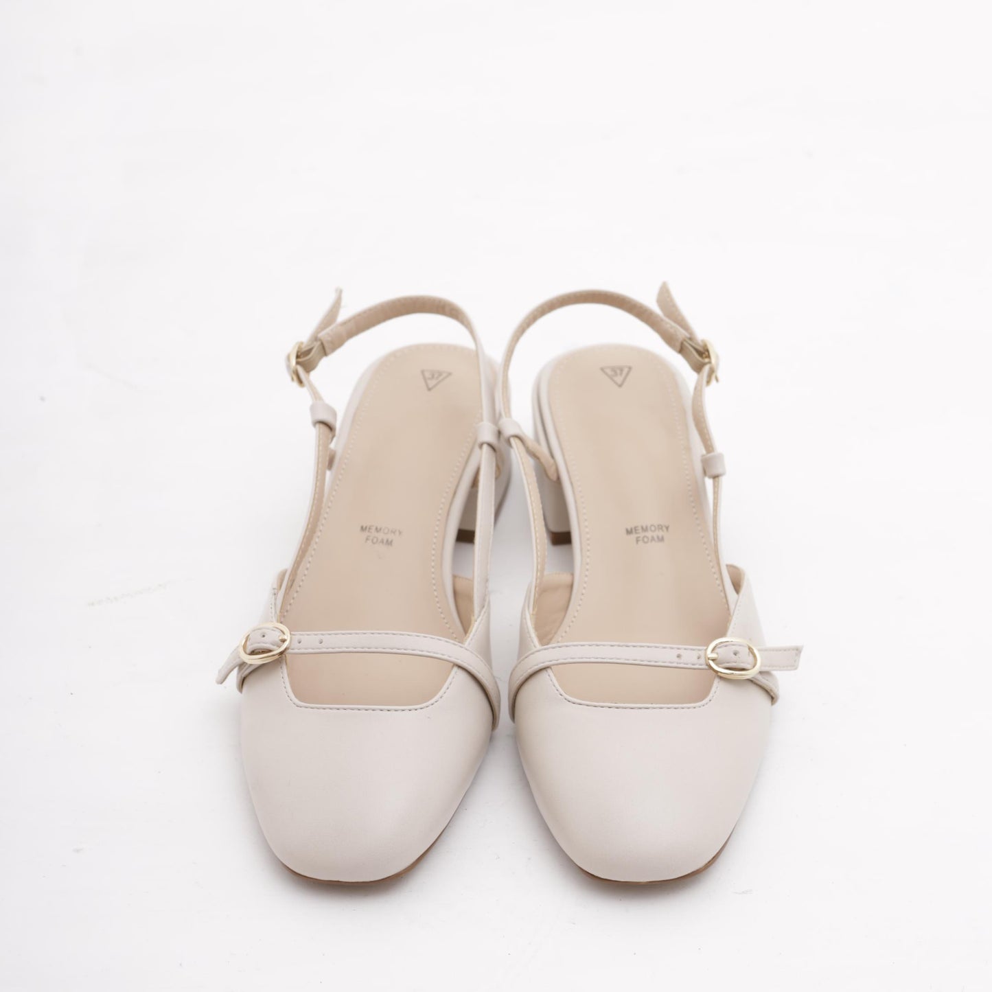 SLINGBACK BASSA CINTURINO PANNA 