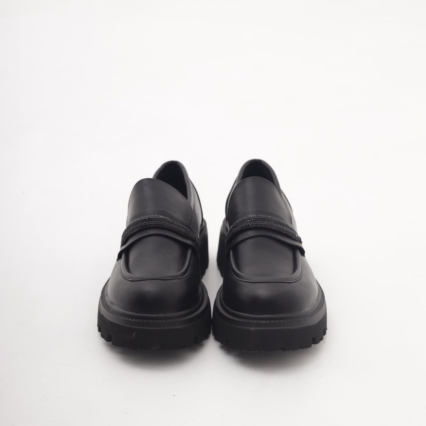 MOCASSINO SUOLA ALTA STRASS NERO MP621-1PUNE CHOCOLA