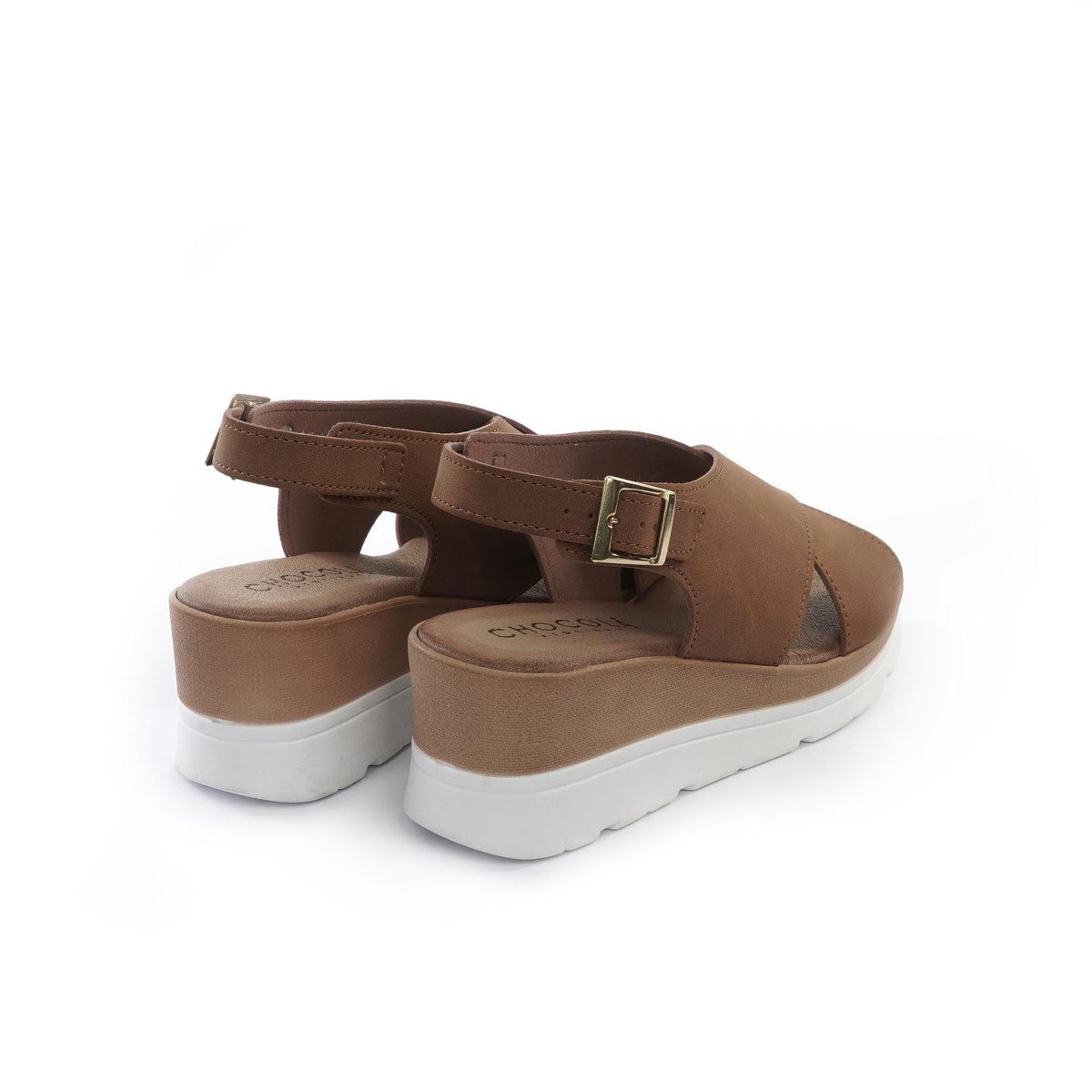 SANDALO ZEPPA INCROCIATO CUOIO<BR/> 