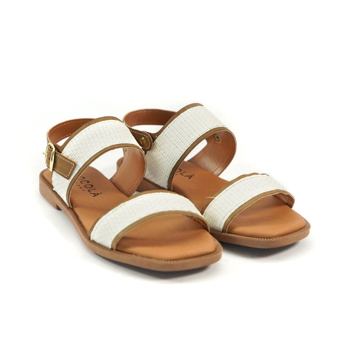 SANDALO FLAT DOPPIA FASCIA BIANCO<BR/> 