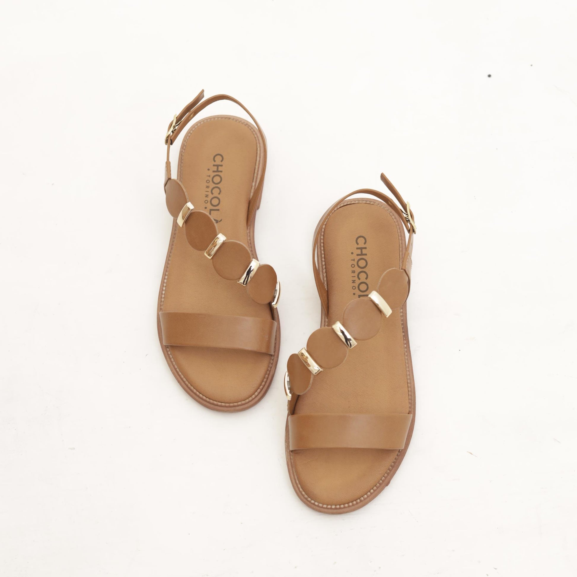 SANDALO FLAT CERCHI CUOIO 