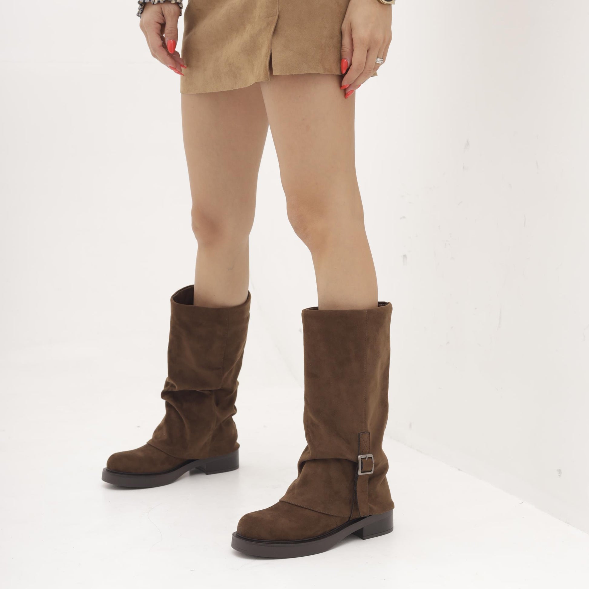 STIVALE RISVOLTATO CINTURINO VERTICALE TESTA DI MORO MP2744-6MFTM CHOCOLA