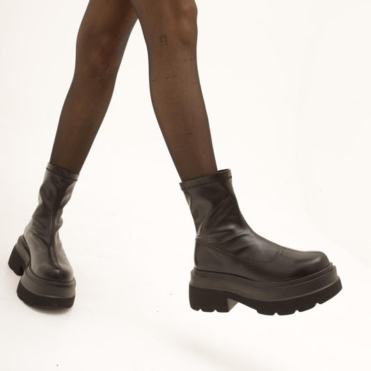 STIVALETTO STRETCH PLATFORM NERO MP750-1PUNE CHOCOLA