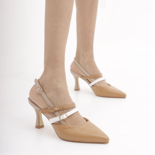 SLINGBACK CINTURINI BICOLORE CUOIO 