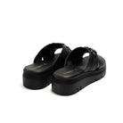 CIABATTA CATENA VERA PELLE NERO<BR/> 