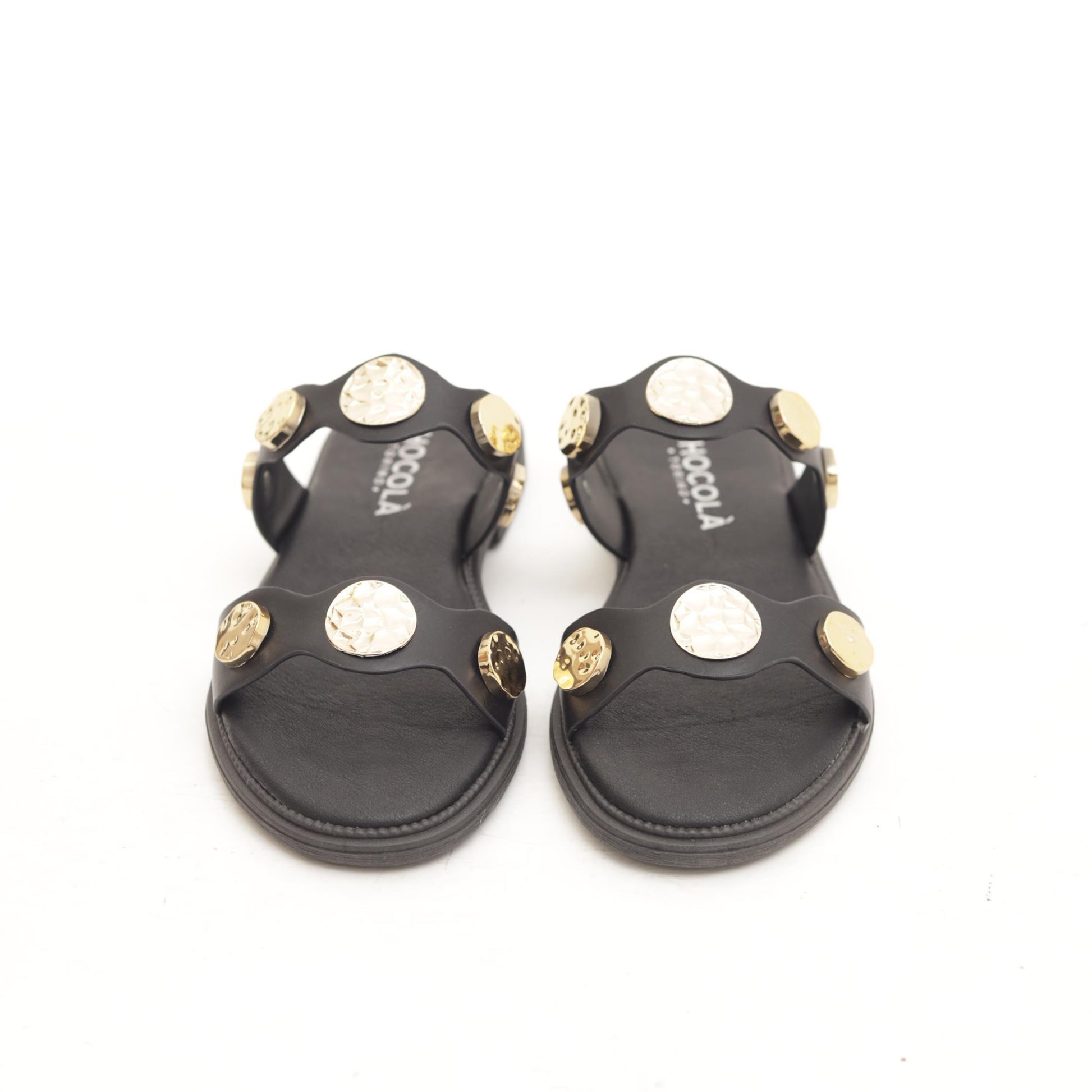 SANDALO FLAT MONETE NERO 
