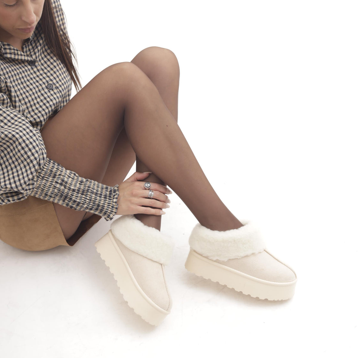 SLIPPER MAMMUT RISVOLTATO BEIGE 
