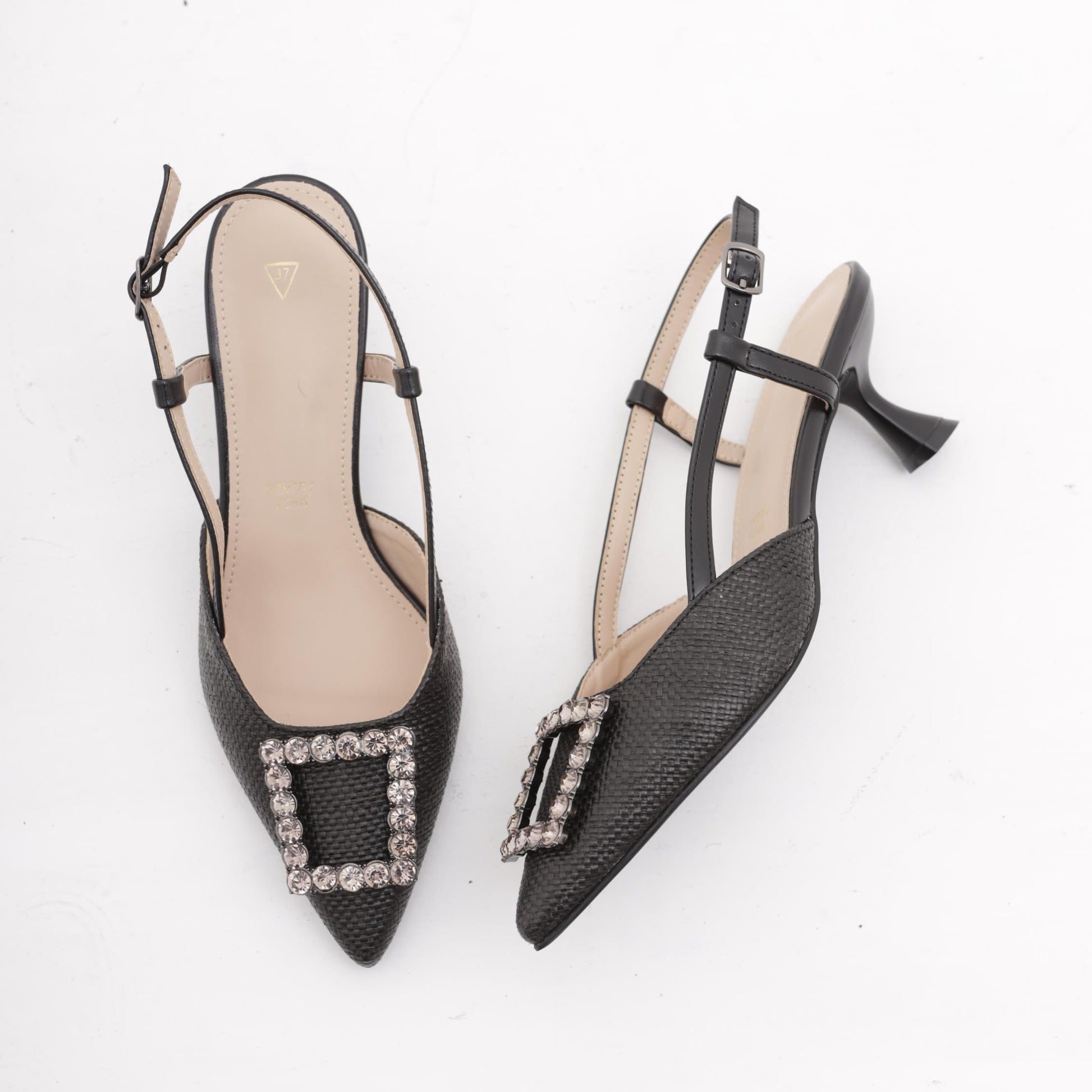 SLINGBACK CANVAS BASSA NERO 