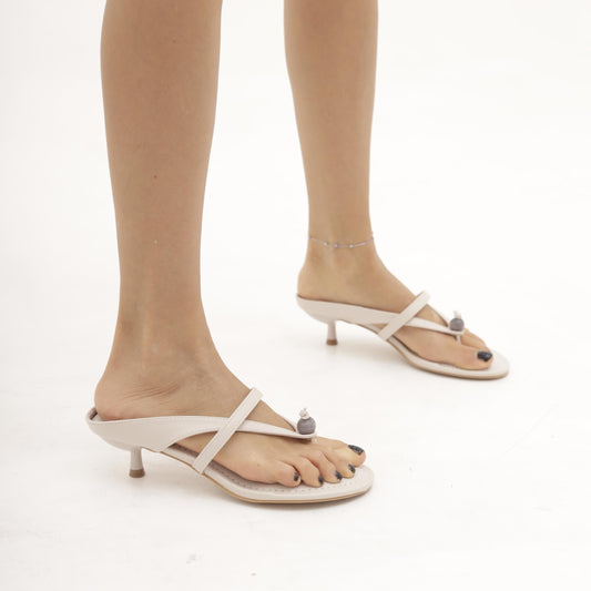 SANDALO INFRADITO TACCO NODO BEIGE 