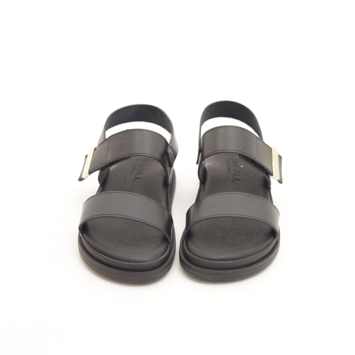SANDALO VELCRO VERA PELLE NERO 
