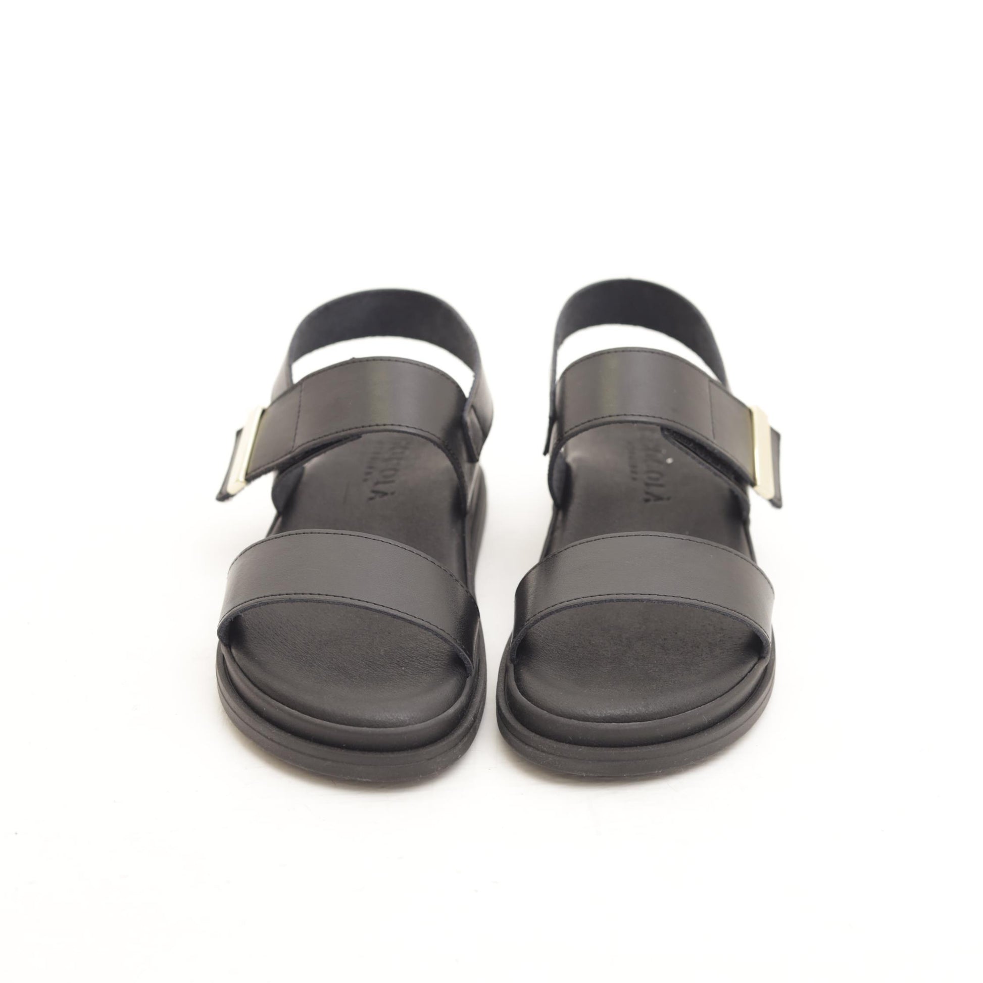 SANDALO VELCRO VERA PELLE NERO 