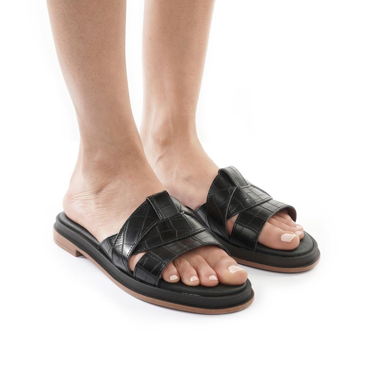 CIABATTINA INTRECCIATA COCCO NERO<BR/> 