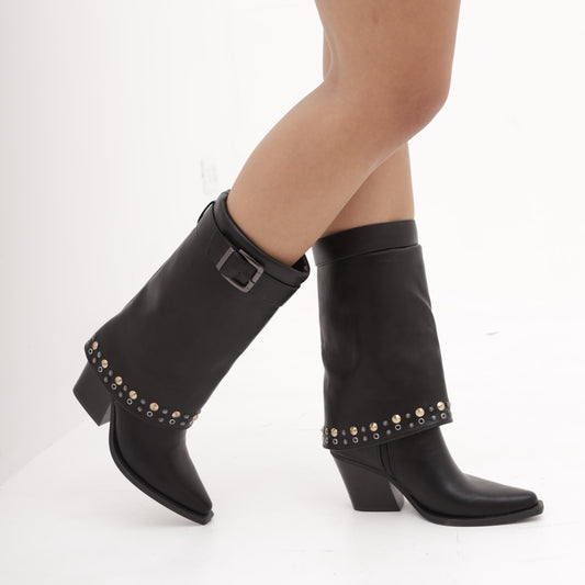 CAMPEROS ALTO RISVOLTATO BORCHIE NERO MP736-1PUNE CHOCOLA