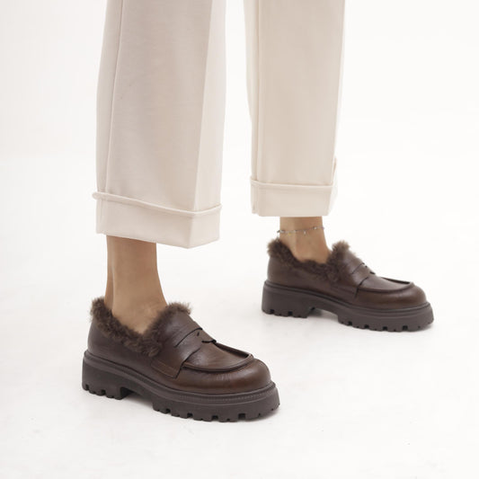 MOCASSINO SUOLA ALTA FUR MARRONE MP70027-5PMR CHOCOLA