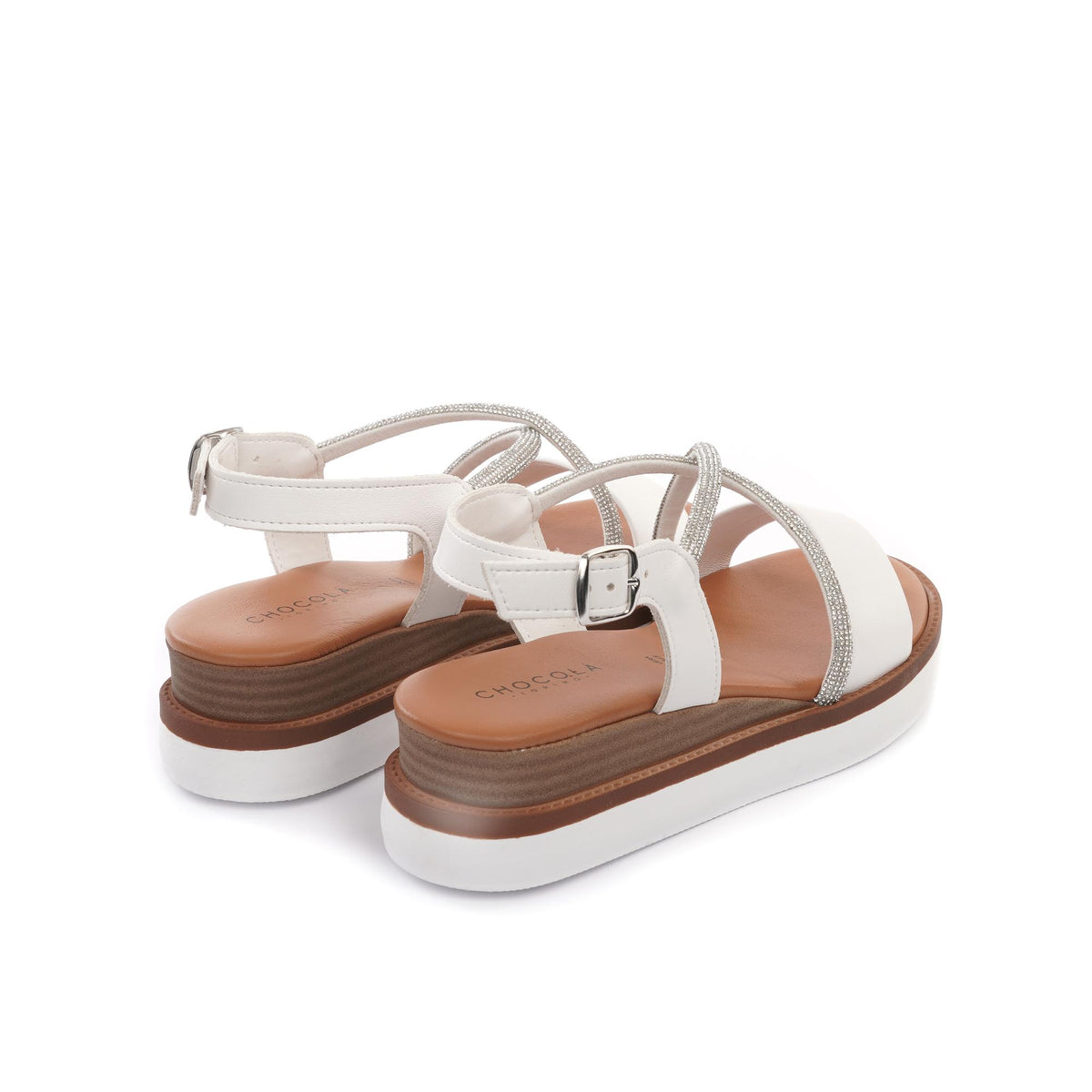 SANDALO ZEPPA BRILLANTINI BIANCO<BR/> 