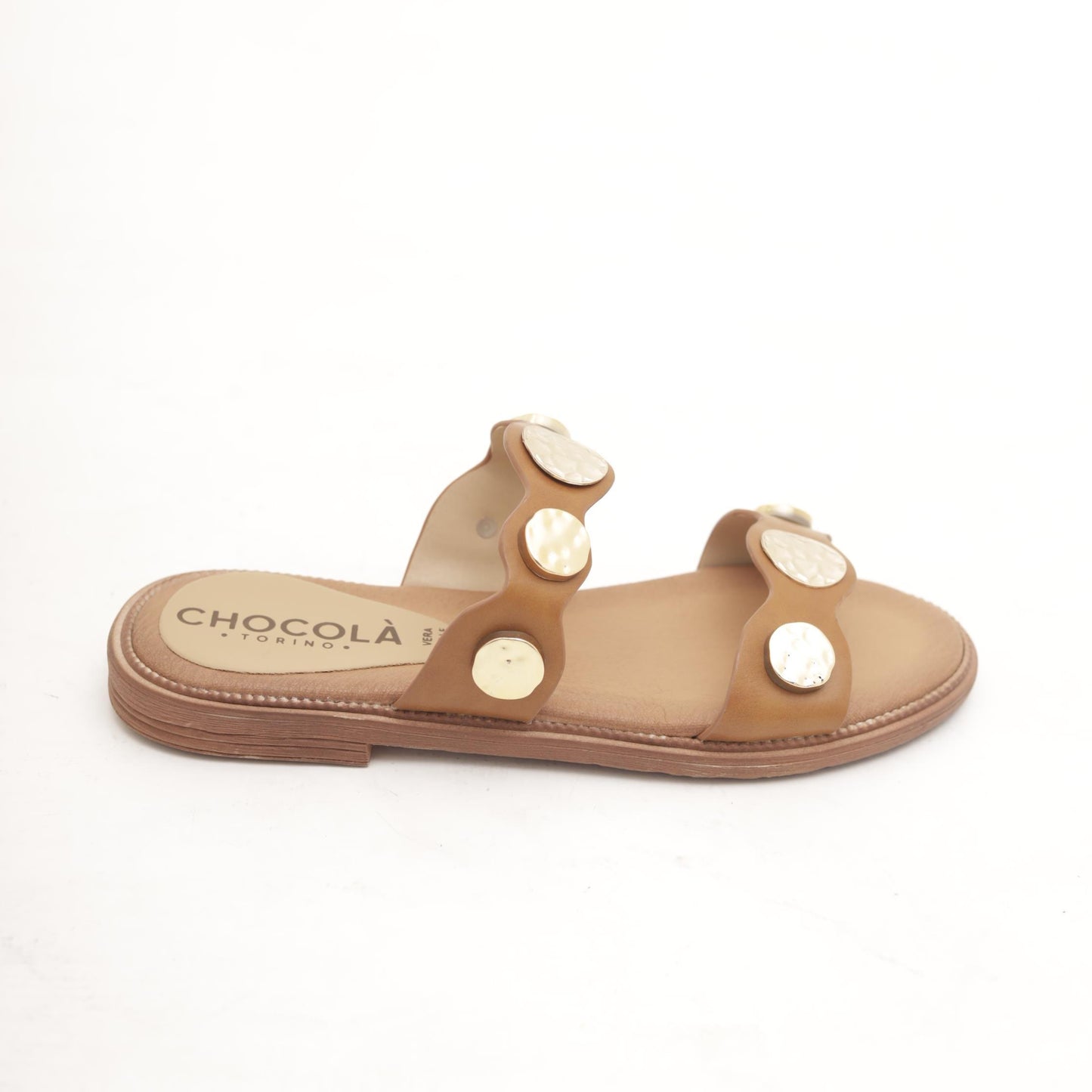 SANDALO FLAT MONETE CUOIO 