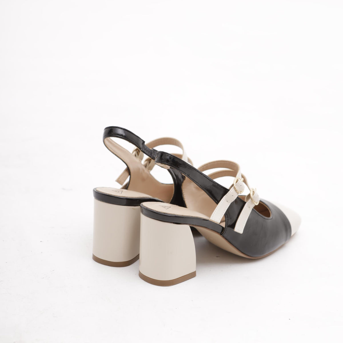 SLINGBACK BICOLORE DUE CINTURINI NERO 