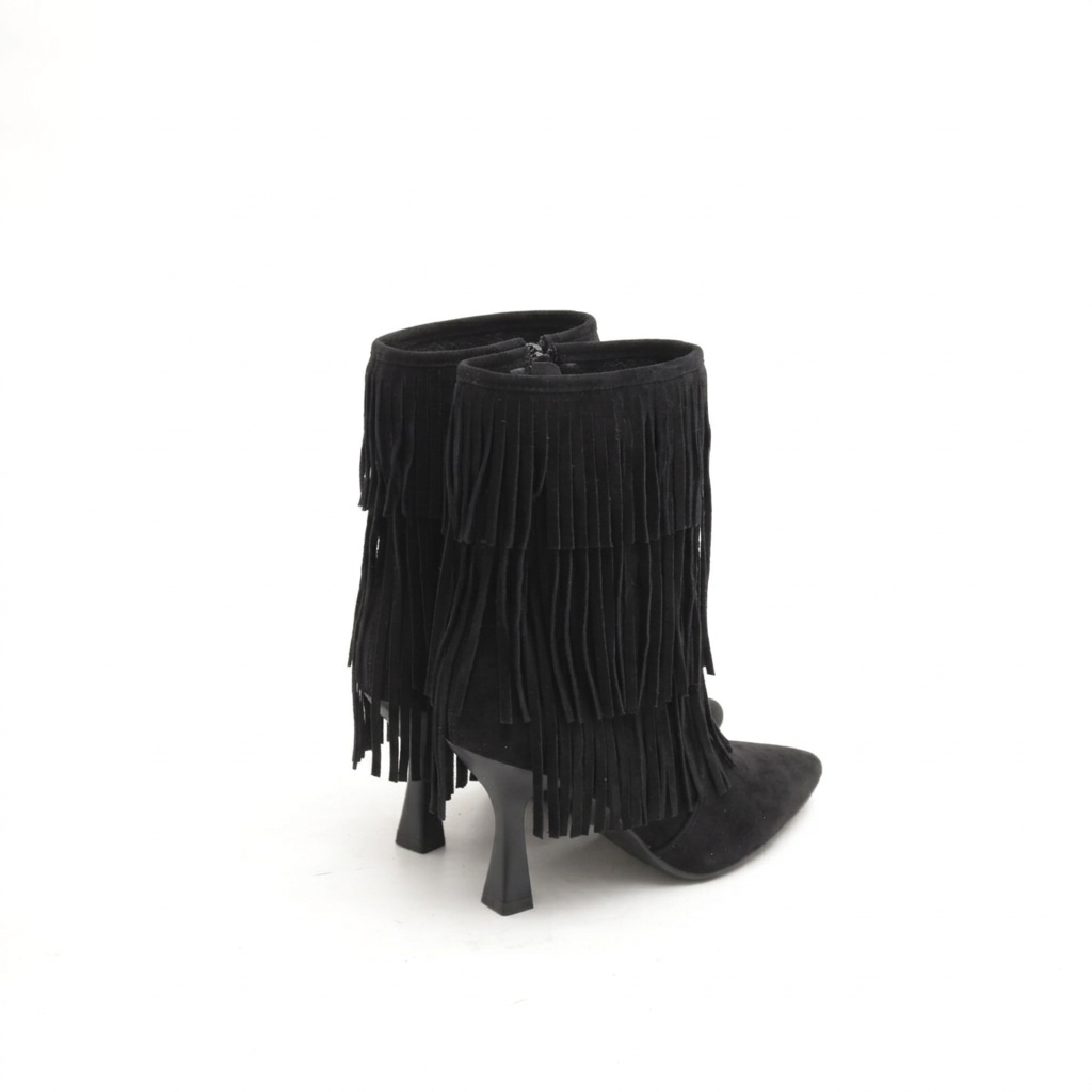 STIVALETTO FRANGE NERO 