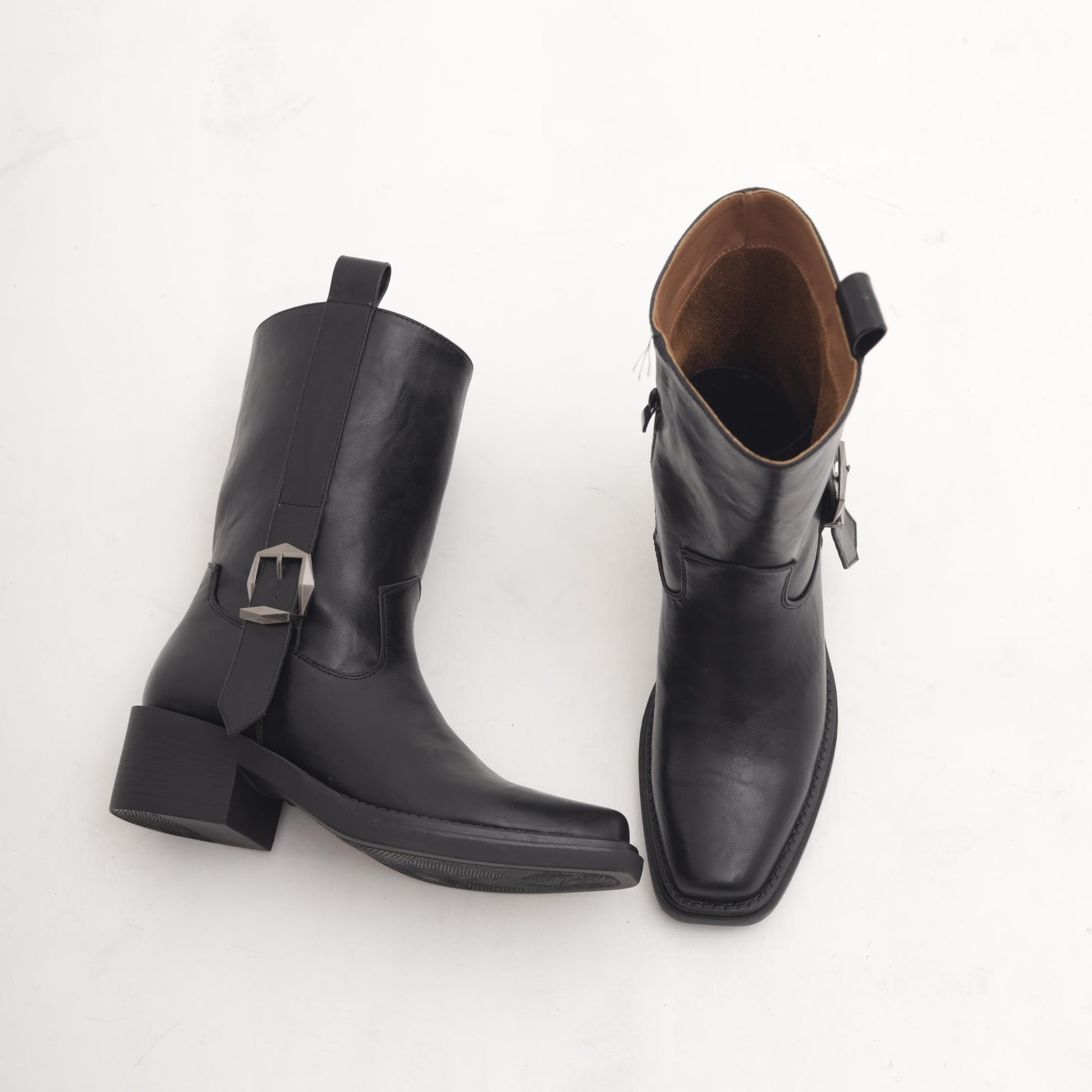 STIVALETTO TEXANO FIBBIA NERO 