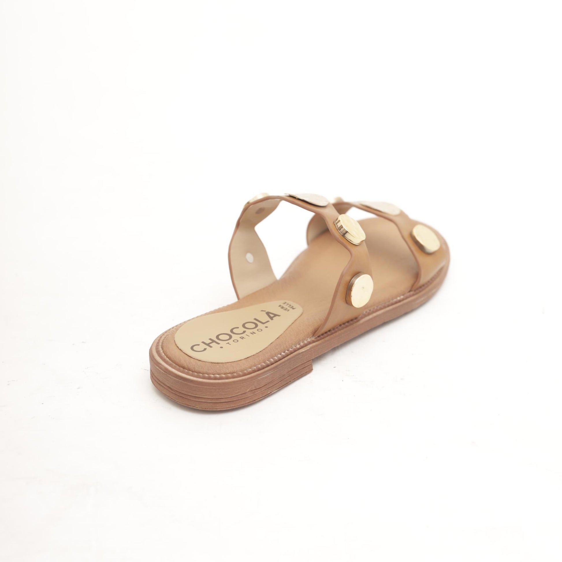 SANDALO FLAT MONETE CUOIO 