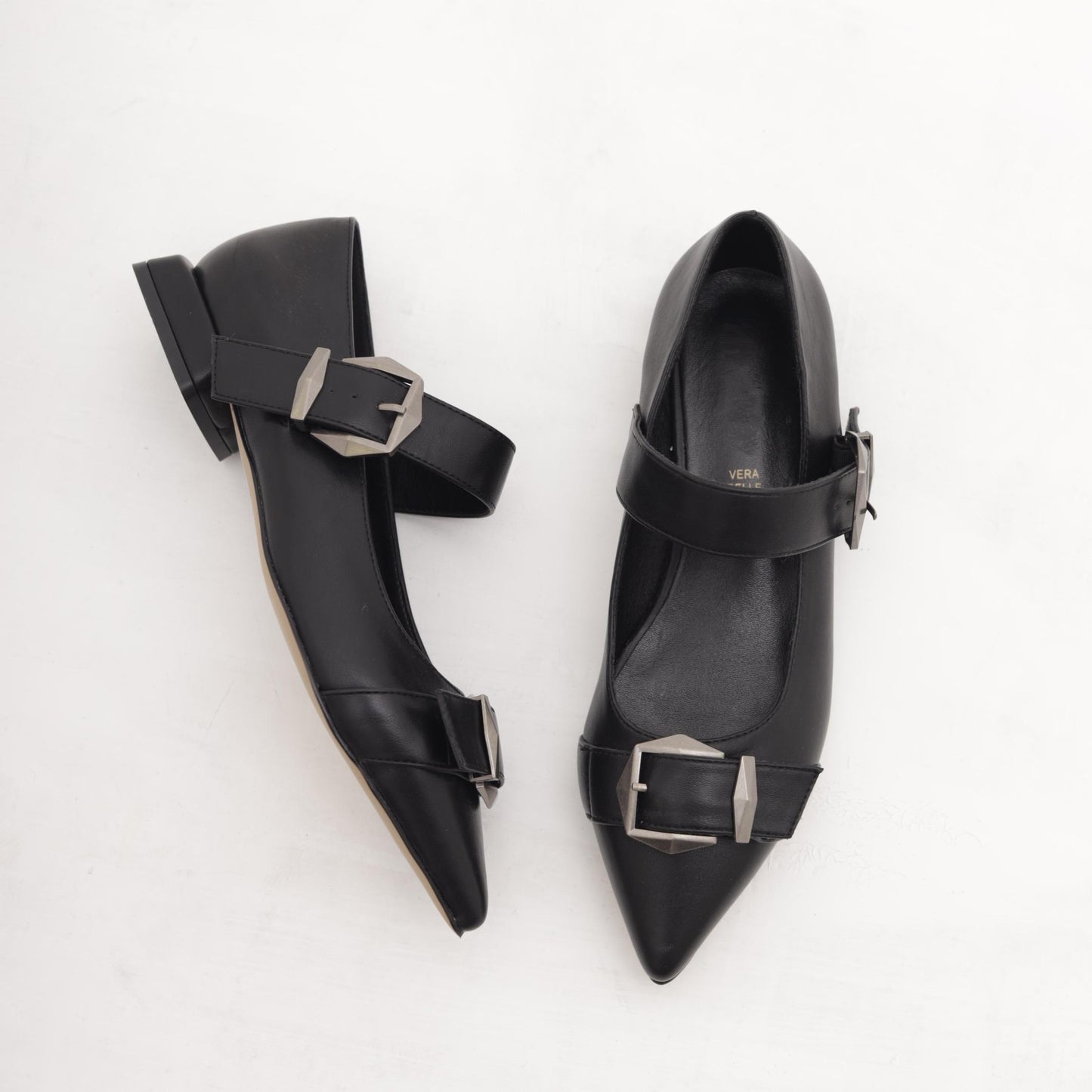 DECOLLETE FLAT FIBBIE NERO 