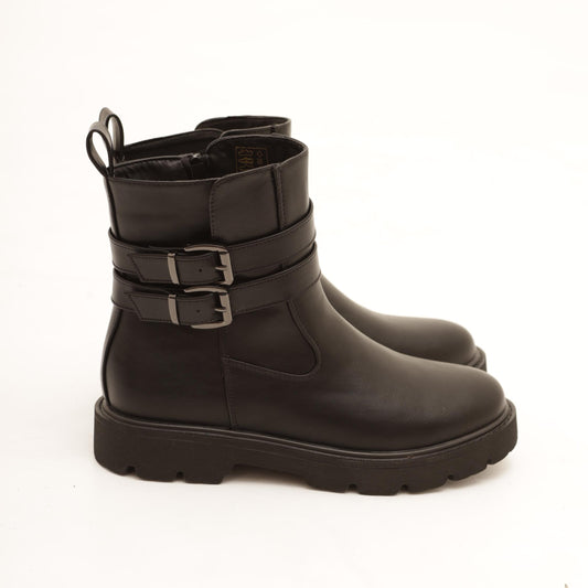 STIVALETTO BASSO DUE CINTURINI NERO MP721-2PUNE CHOCOLA