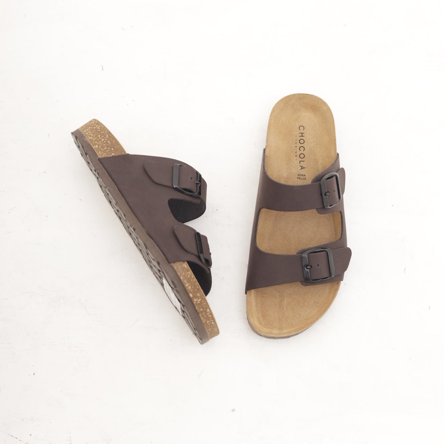 SANDALO BIO DOPPIA FASCIA CAFFE' 