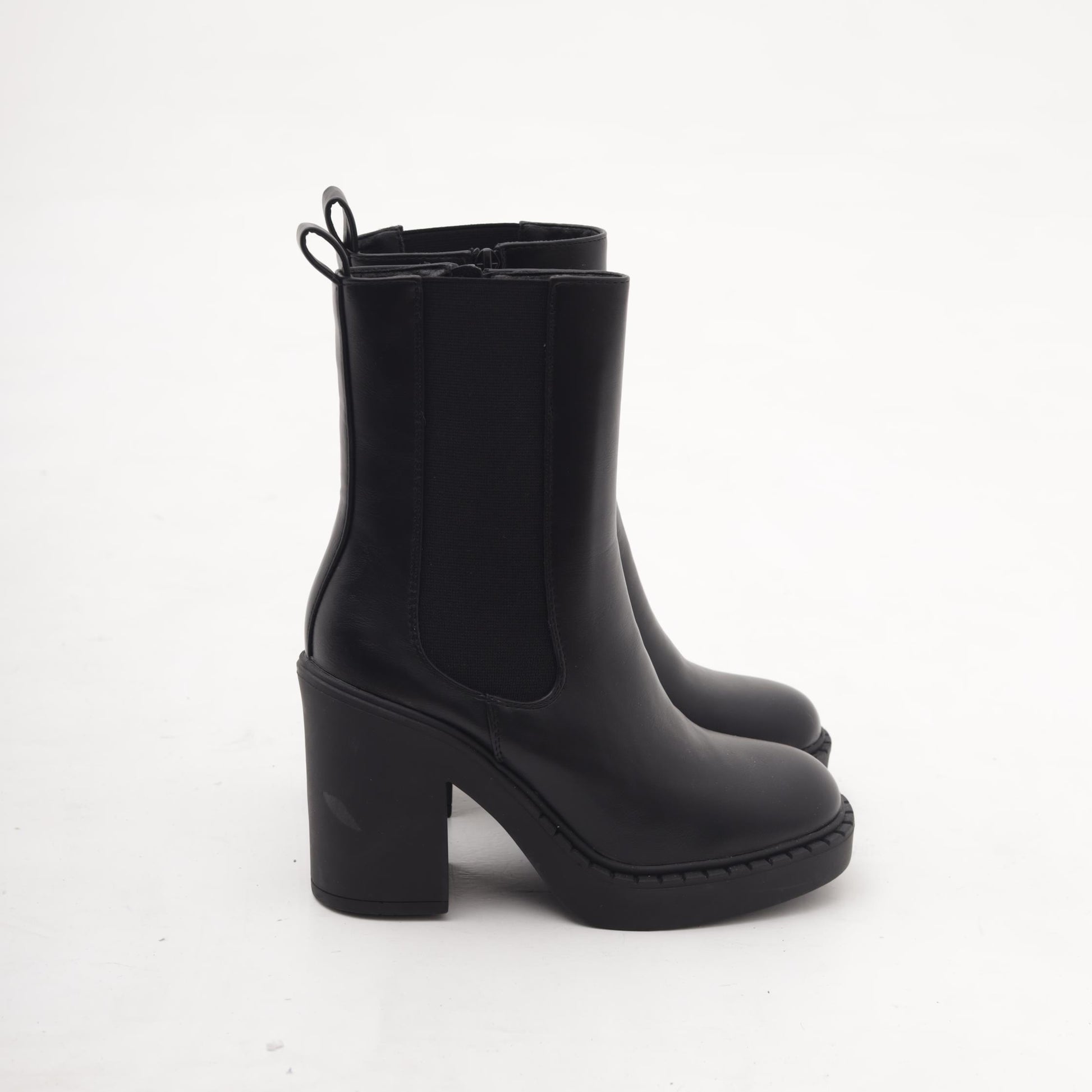 STIVALETTO ELASTICO ZIP TACCO NERO 