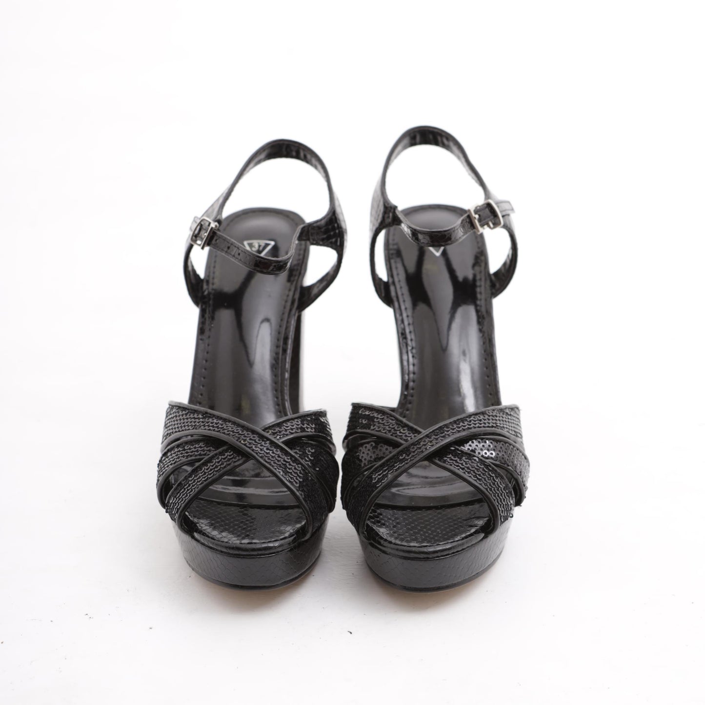 SANDALO PLATEAU PAILLETTES NERO 
