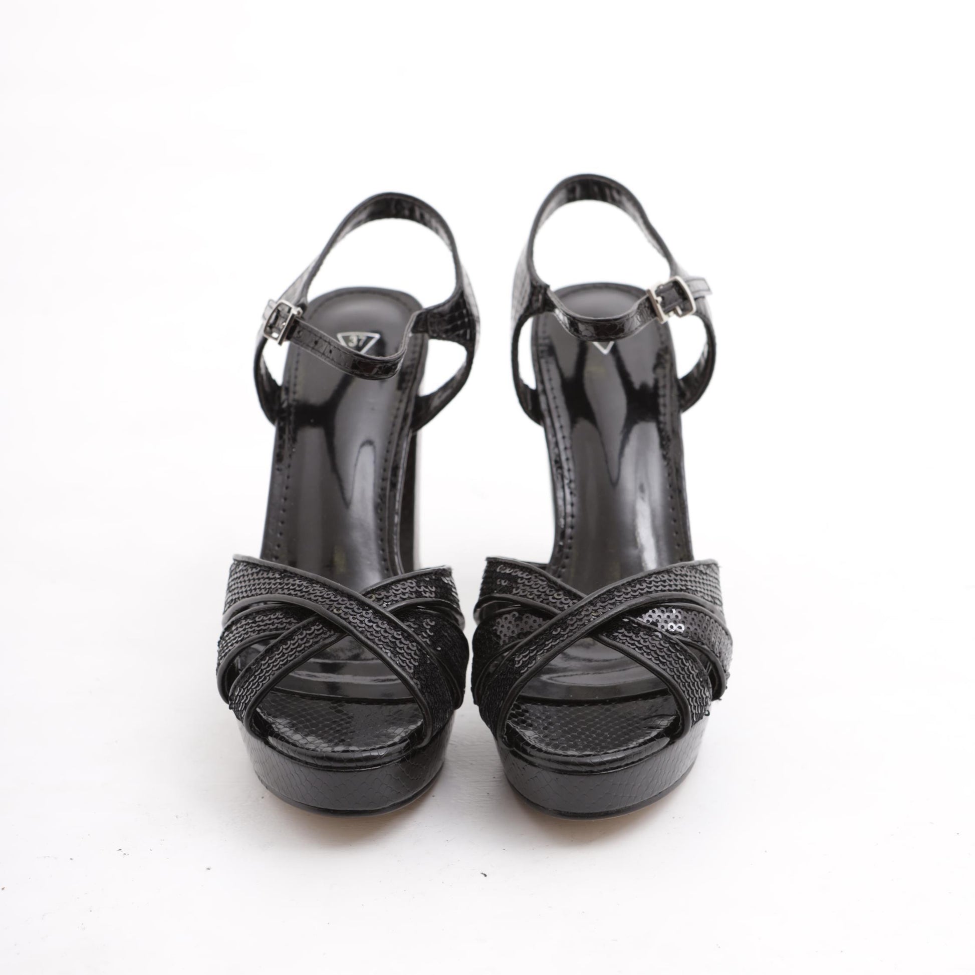 SANDALO PLATEAU PAILLETTES NERO 
