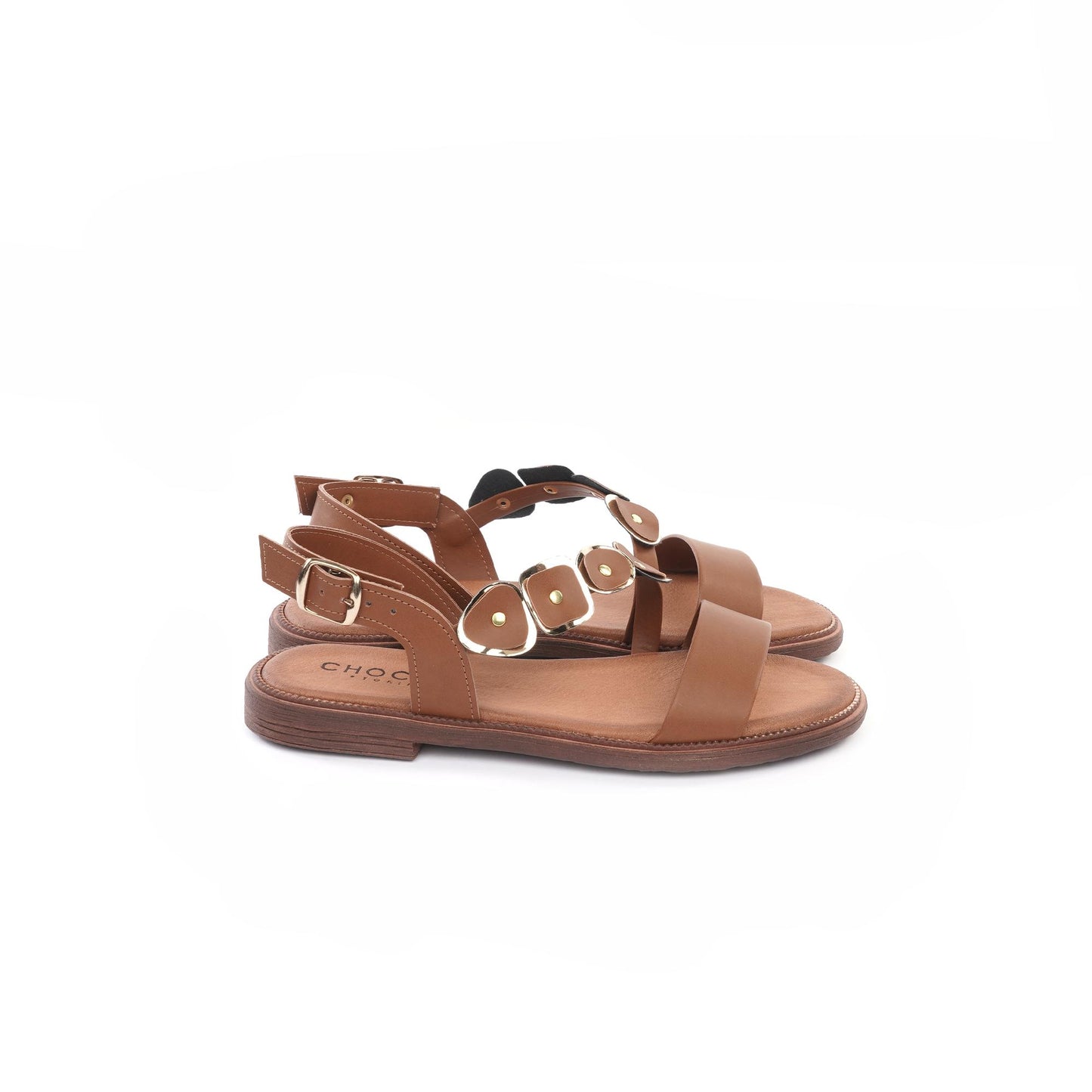 SANDALO FLAT SHAPES CUOIO<BR/> 