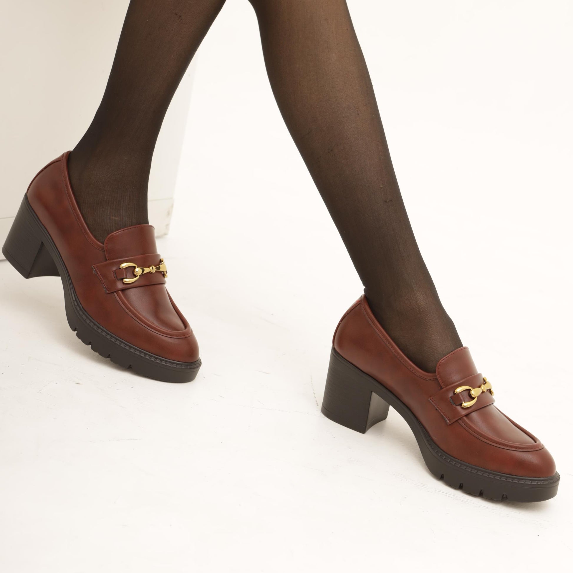 MOCASSINO CON TACCO E MORSETTO BORDEAUX 