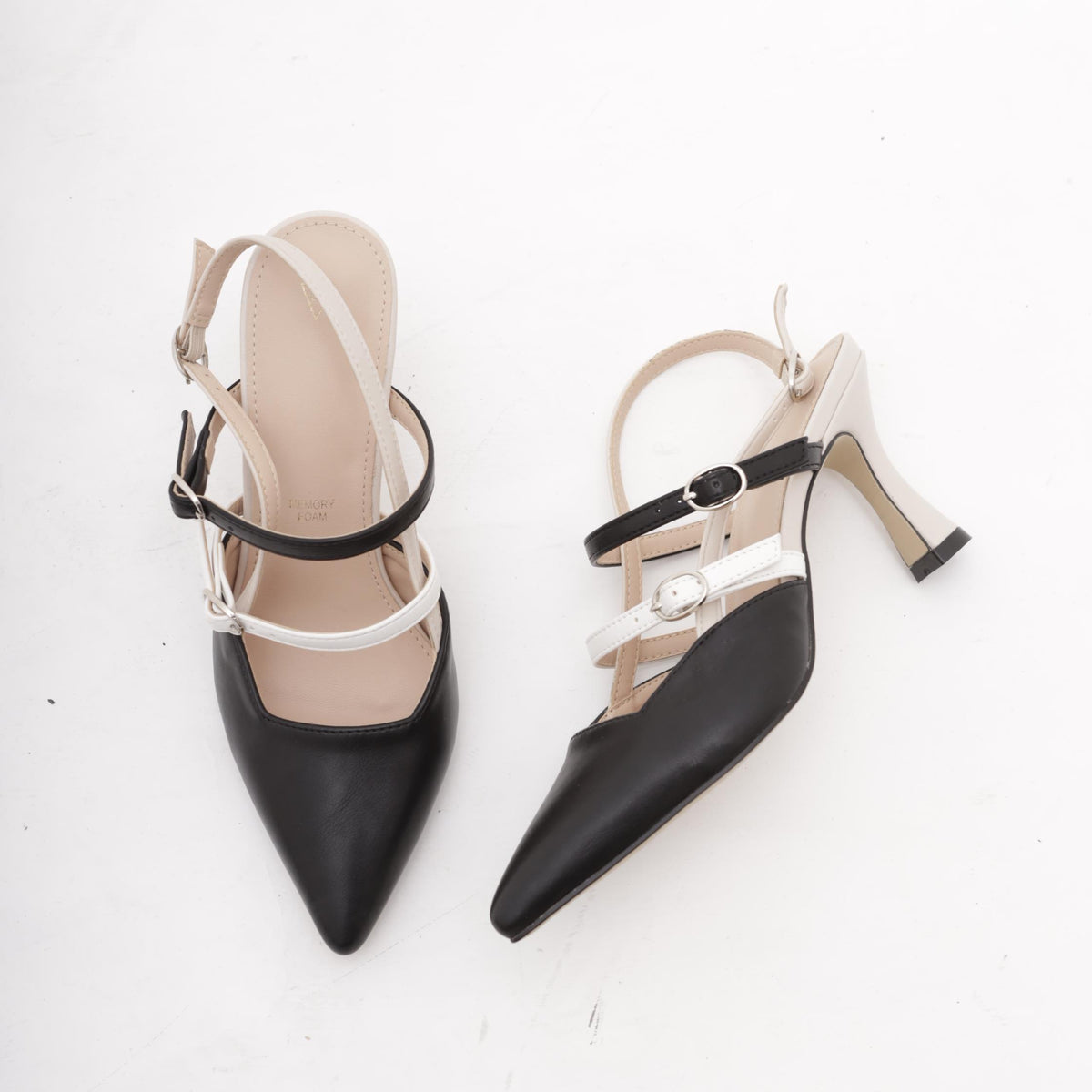 SLINGBACK CINTURINI BICOLORE NERO 