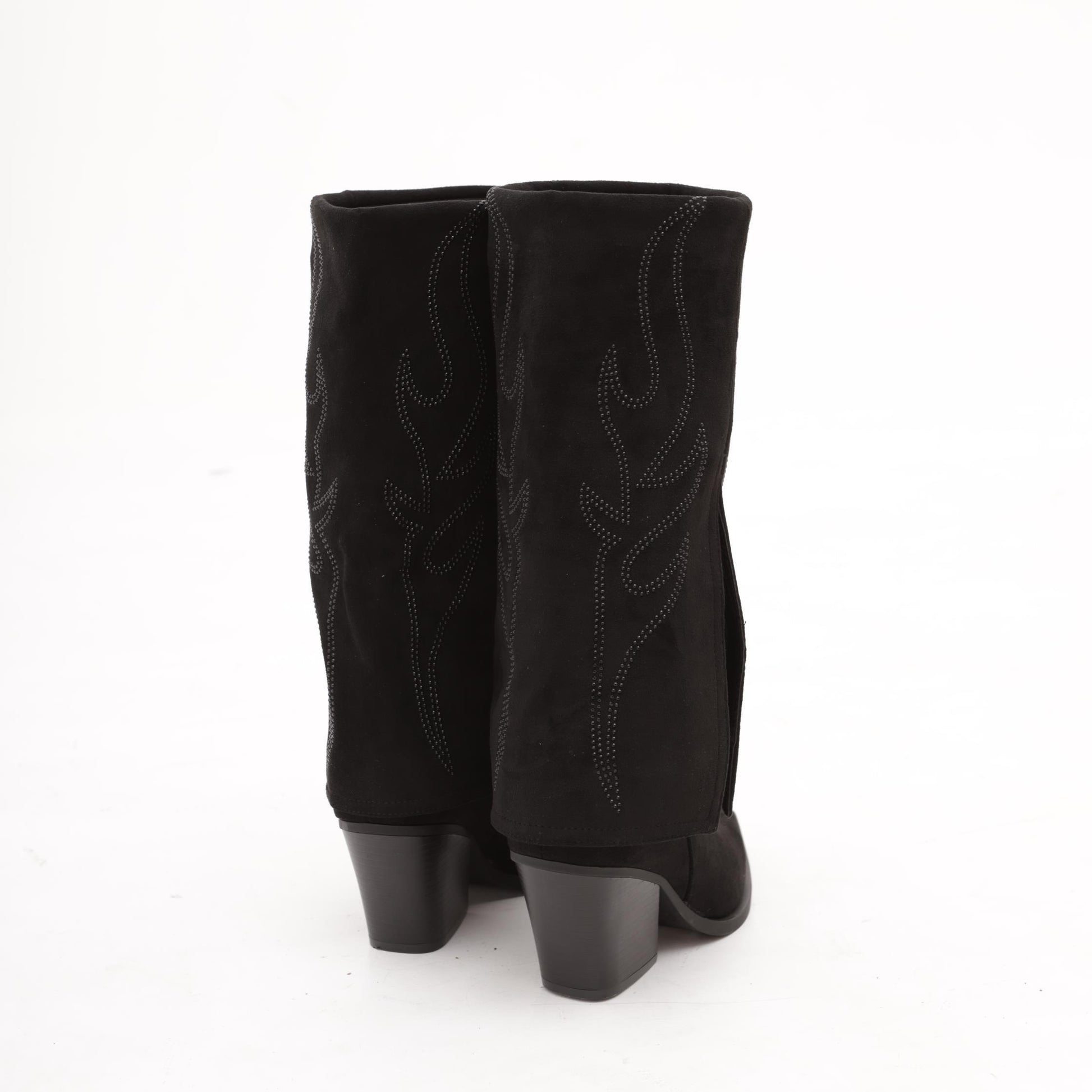 CAMPEROS ALTO RISVOLTATO RICAMO NERO MP736-7MFNE CHOCOLA