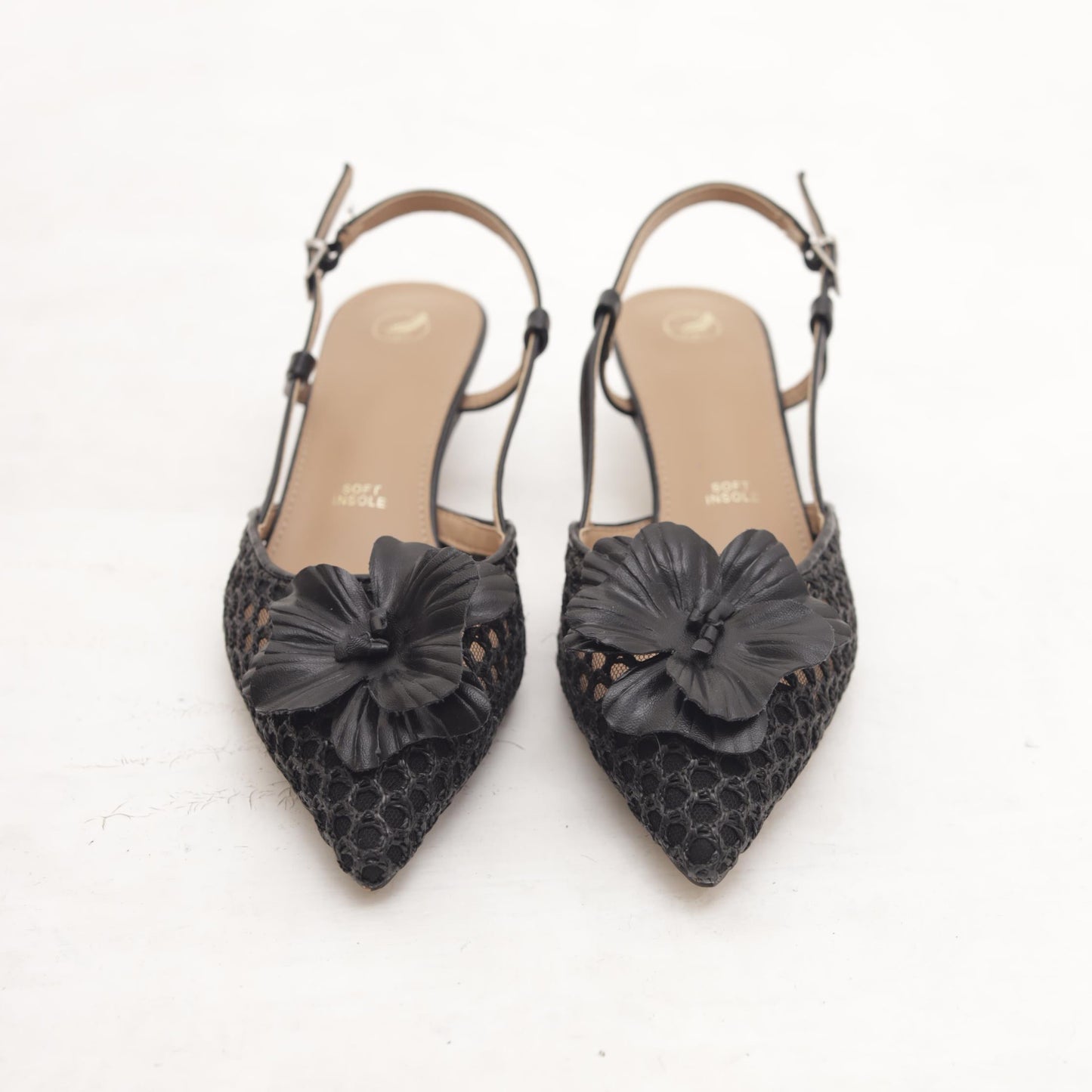 SLINGBACK RETE FIORE NERO 