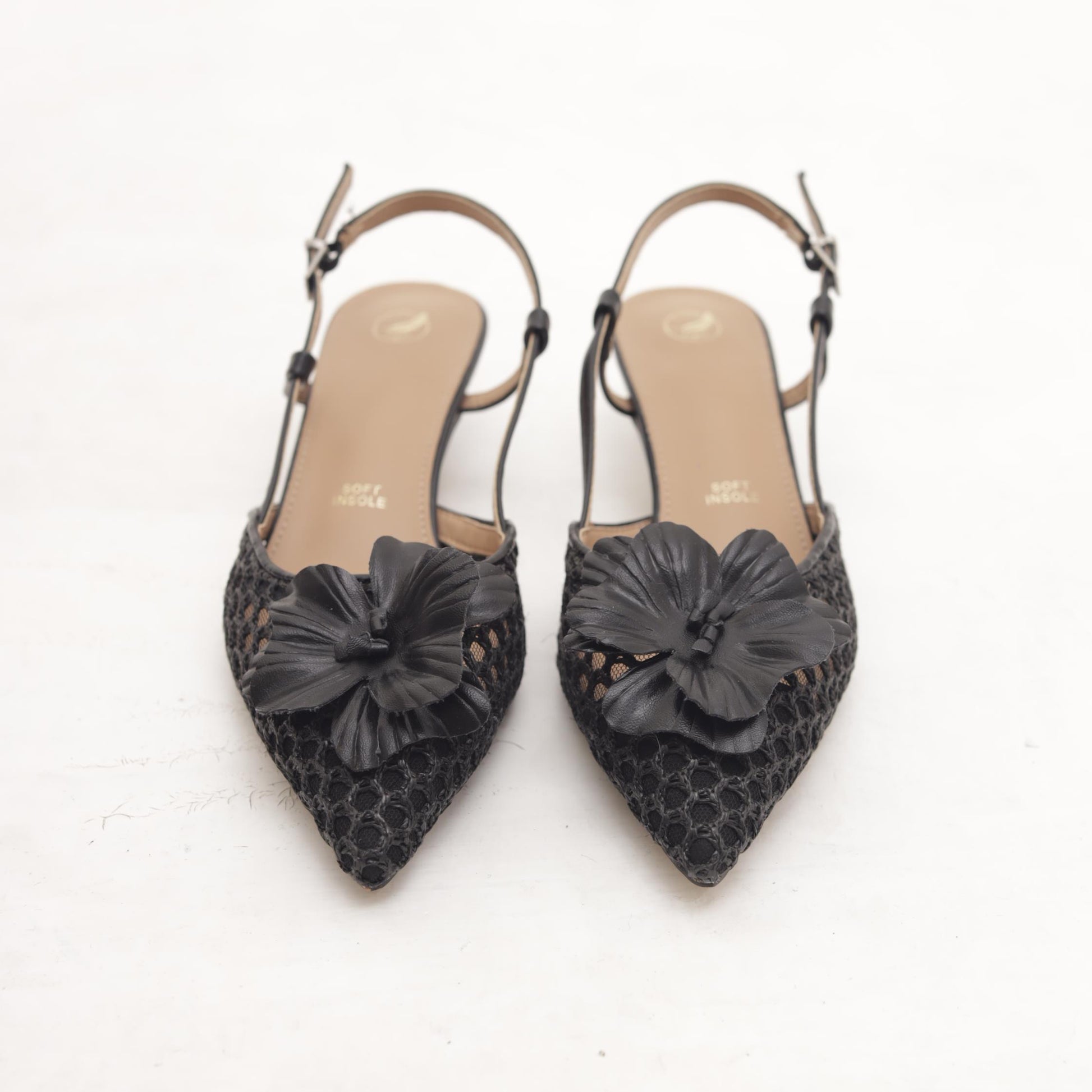 SLINGBACK RETE FIORE NERO 