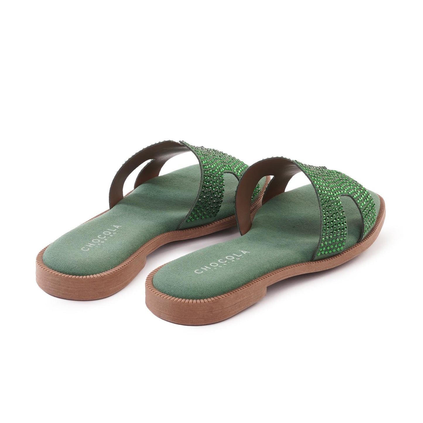 CIABATTINA H CON STRASS VERDE 
